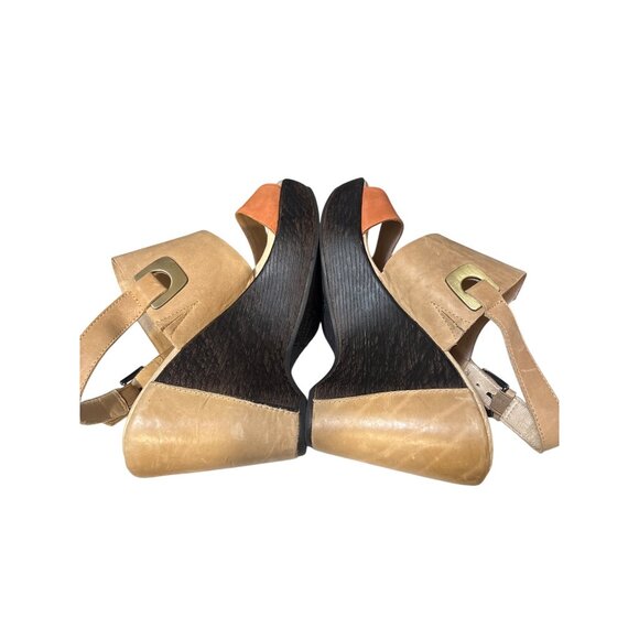 Jambu Womens Tan & Orange Wedge Sandals With Ankle Strap 10 - Picture 7 of 8